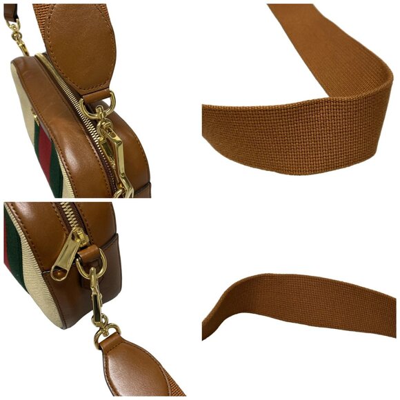 Auth GUCCI Shelly Cream Brown Multi Canvas Leather Shoulder Bag - Picture 11 of 14